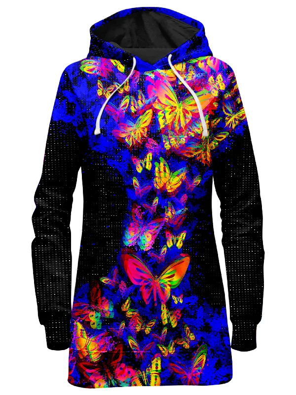 YEAR-End Sale Butterfly Glitch Hoodie Dress