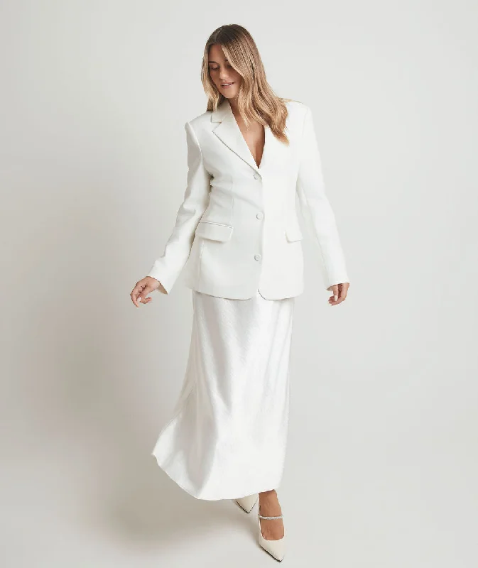 Daily Deals Midi Satin Skirt - Off White