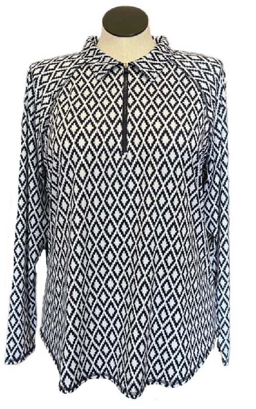 Don't Miss New Jofit Blue & White Patterned Women's UV Golf Pullover Size XXL MSP$96