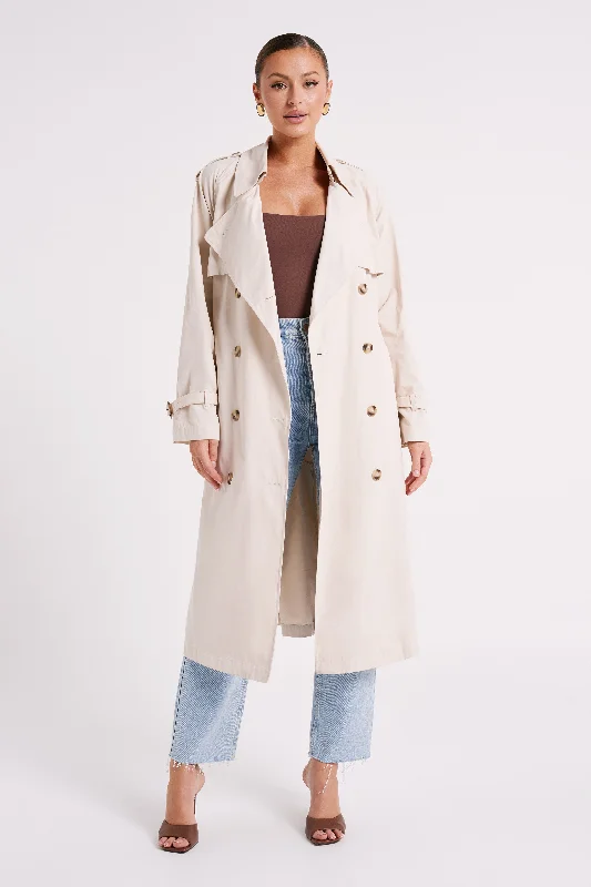 Great Deals Channing Trench Coat With Belt - Cream