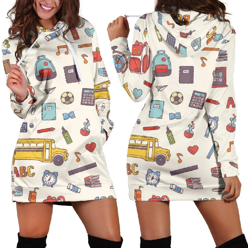 Great Bargains Back 2 School White Hoodie Dress