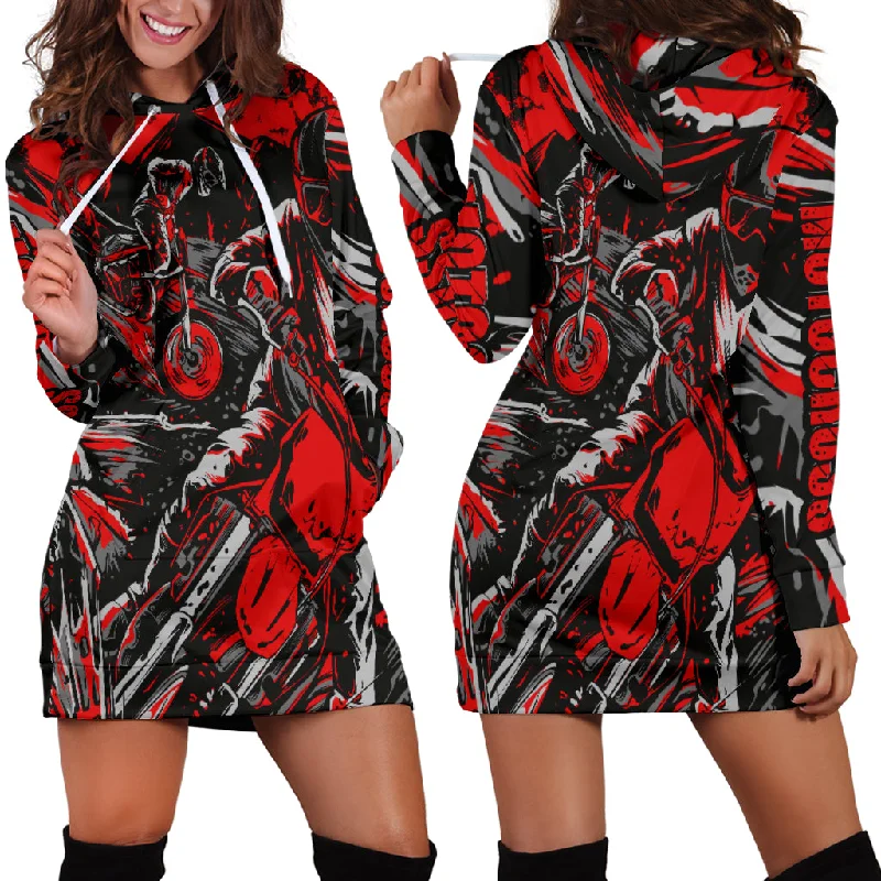 One-DAY Sale Motocross Hoodie Dress Red