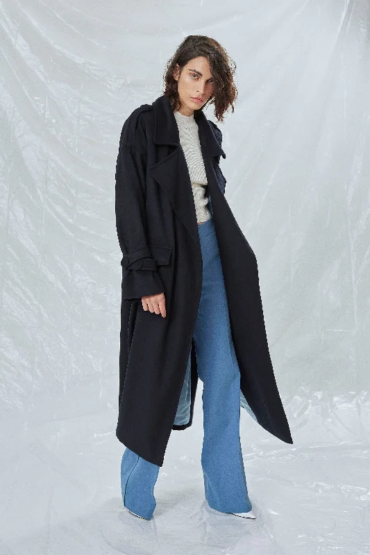 Price Break Laura Oversized Coat in Navy Blue
