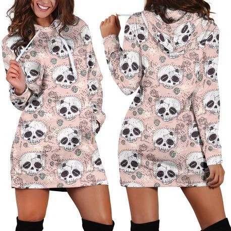 Deal Alert Pink Skull Hoodie Dress
