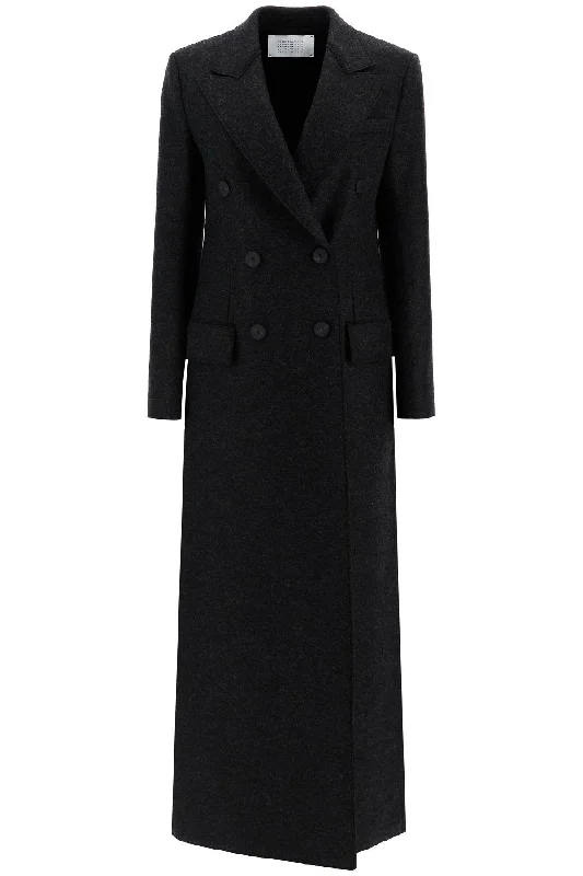 Deal Explosion double-breasted pressed wool coat A1604MLK ANTHRACITE