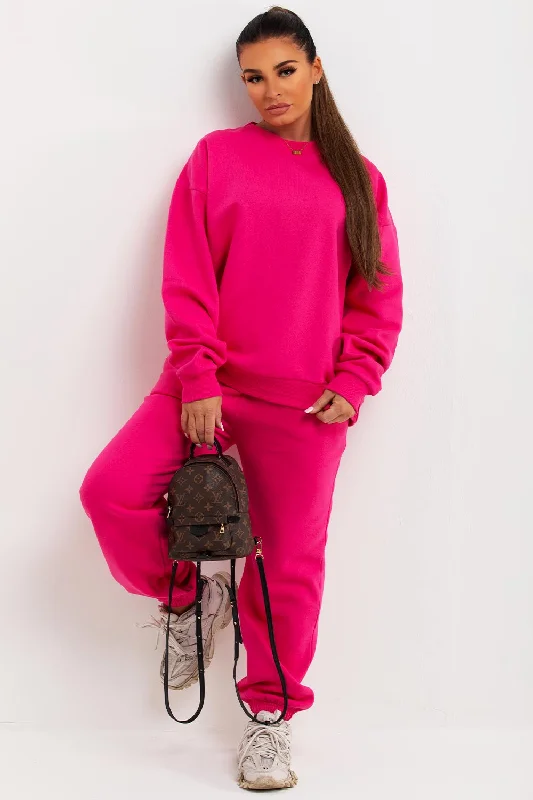 Daily Deals Sweatshirt And Joggers Loungewear Set Hot Pink
