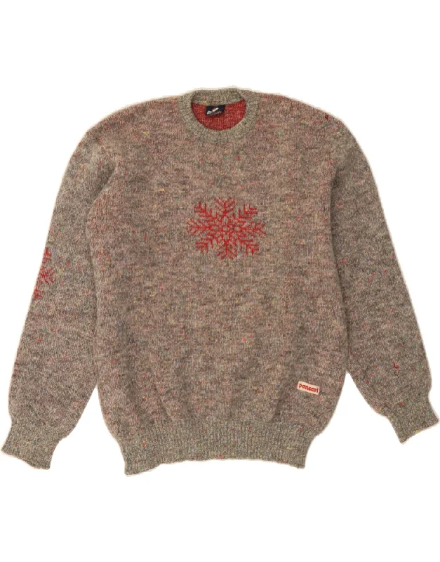 Best Seller VINTAGE Womens Crew Neck Jumper Sweater UK 16 Large Grey Flecked Wool