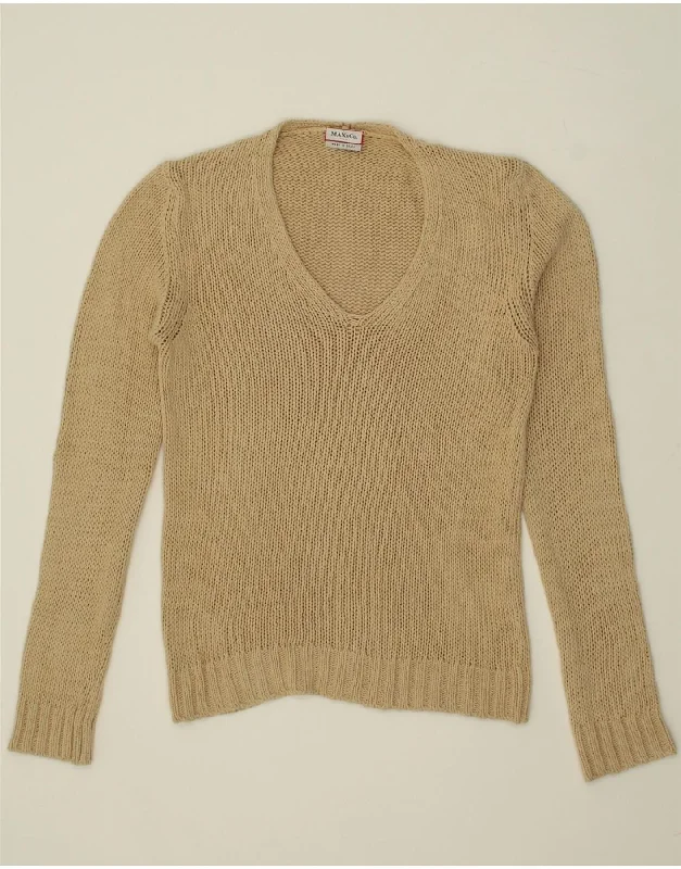 Markdowns MAX & CO. Womens V-Neck Jumper Sweater UK 12 Medium Beige