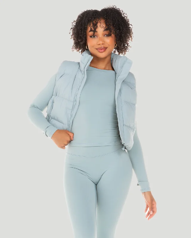 Take Advantage Cropped Puffer Vest - Sea Foam