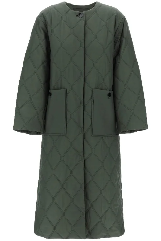 Limited Availability quilted midi coat F8933 KOMBU GREEN