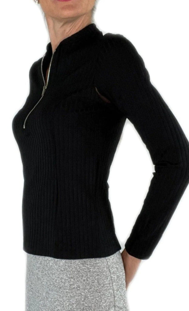 Can't Miss New Amy Sport Katelyn 2.0 Long Sleeved Top - Black Ribbed MSP $135