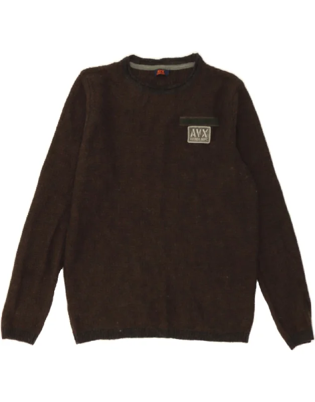 Overstock Sale AVIREX Womens Crew Neck Jumper Sweater UK 16 Large Brown Acrylic