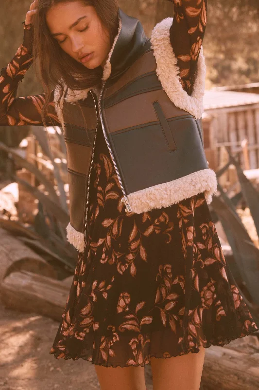 Final Sale Hit the Highway Fur-Trim Vegan Leather Moto Vest