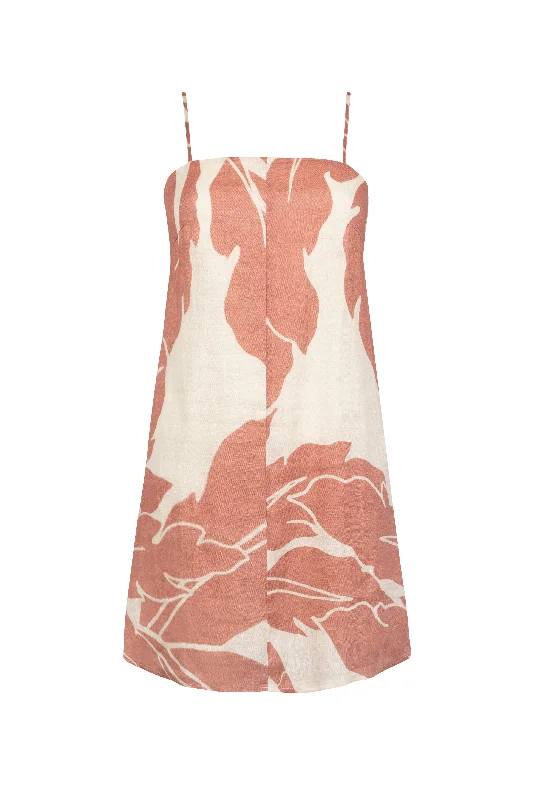 Final Markdown 'KU' Linen Mini Dress - Blush Print