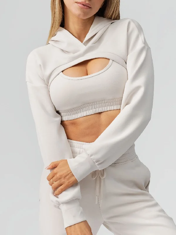 Blowout Sale Luxe Bolero Hoodie - Eggshell