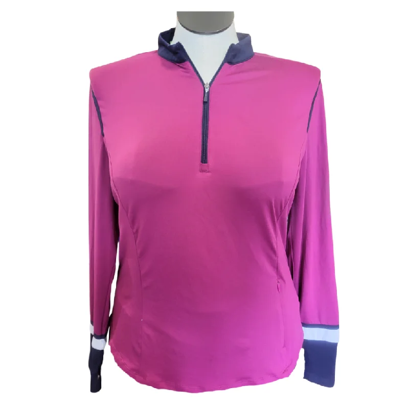 Weekend Deal Women's PGA Tour Purple Golf Pullover w/Navy Accents Size XL