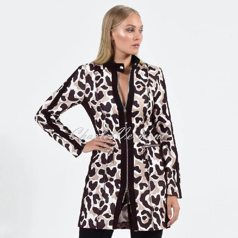 Don't Wait I'cona Longline Animal Print Zip Jacket - Style 67136-60173-140