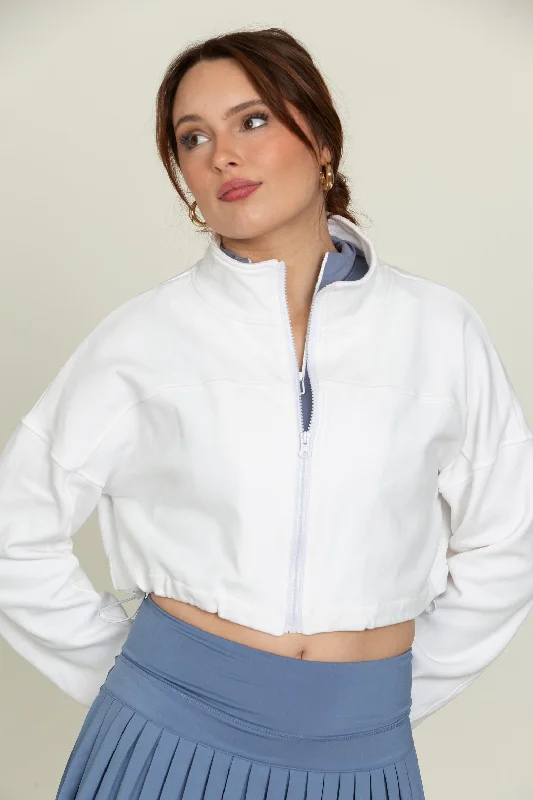 Midnight Madness White Cinched Zip-Up Jacket