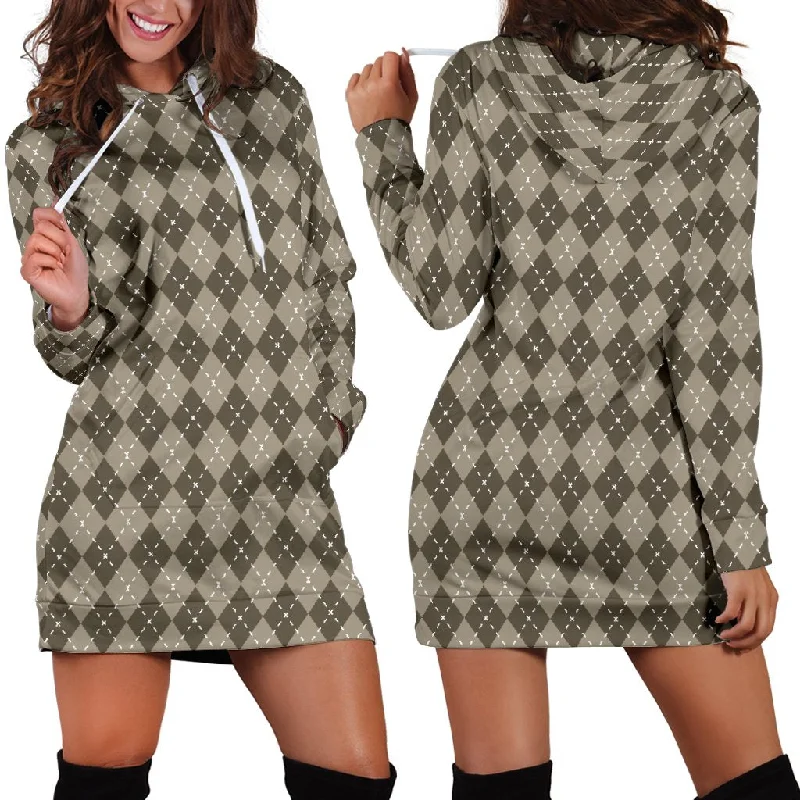 Friends and Family Sale Chocolate Argyle Womens Hoodie Dress TL
