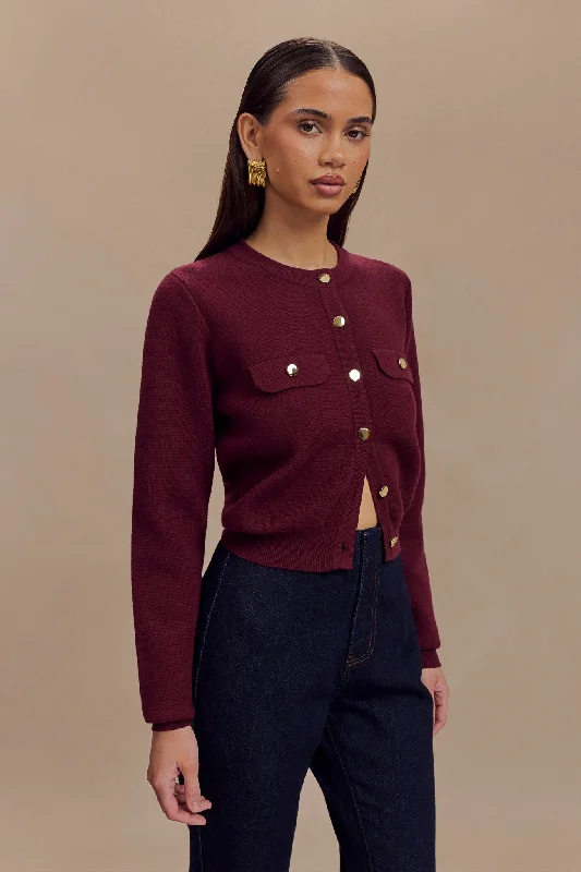 Deal Zone Tabitha Knit Cardigan - Merlot