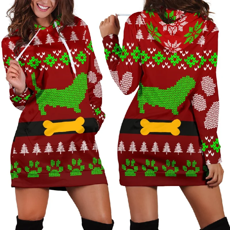 Buy More, Save More Dachshund Ugly Christmas Hoodie Dress TL