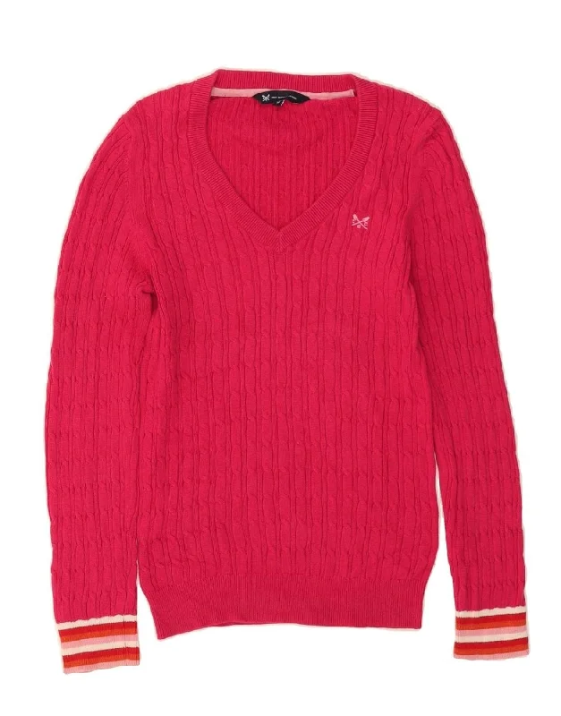 Act Now CREW CLOTHING Womens V-Neck Jumper Sweater UK 12 Medium Pink Cotton