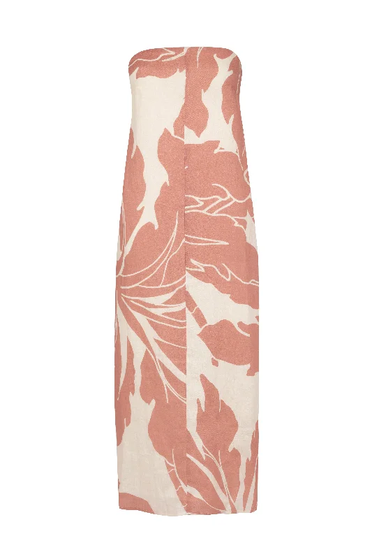 Instant Discount 'Bonita' Strapless Linen Dress - Blush Print