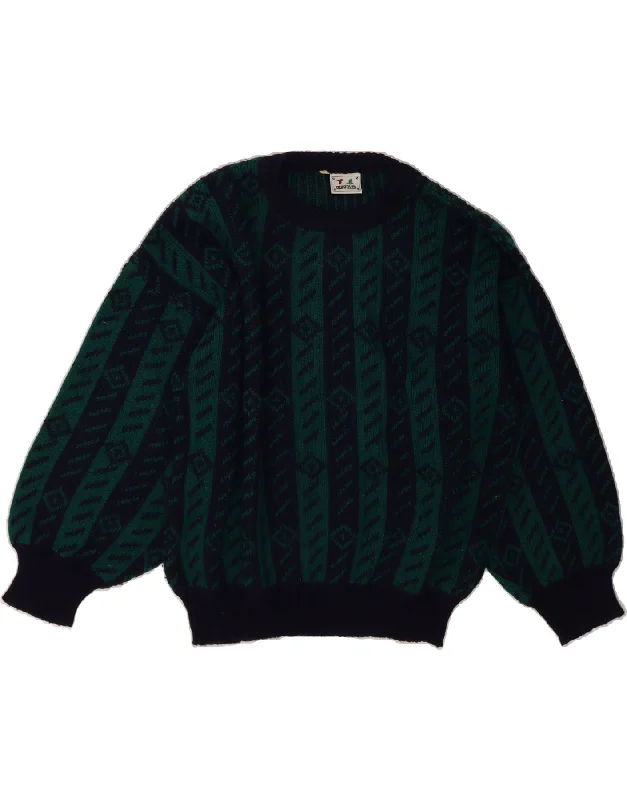 Members Only VINTAGE Womens Crew Neck Jumper Sweater IT 50 XL Green Striped