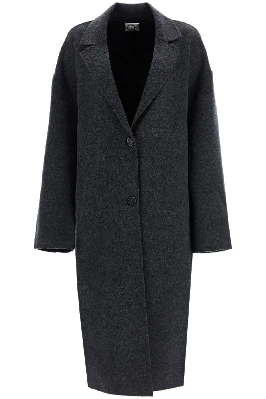 Referral Discount wool blend cocoon coat with 244 WRO0138 FB0006 CHARCOAL MELANGE 019