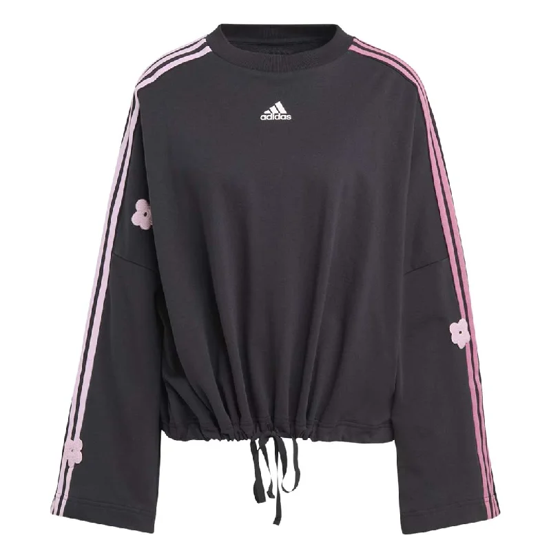 Online Only adidas - Women's Chenille Flower Patches 3-Stripes Sweatshirt (IC0011)
