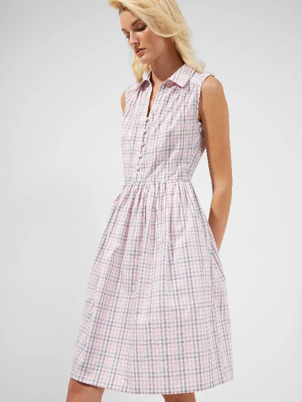 Deep Discounts Yaki Organic Check Sleeveless Shirt Dress