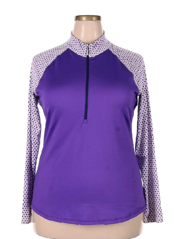 Season Finale Sale Jofit Women's Purple & White Polka Dot Half Zip Golf Pullover Size XXL MSP$96