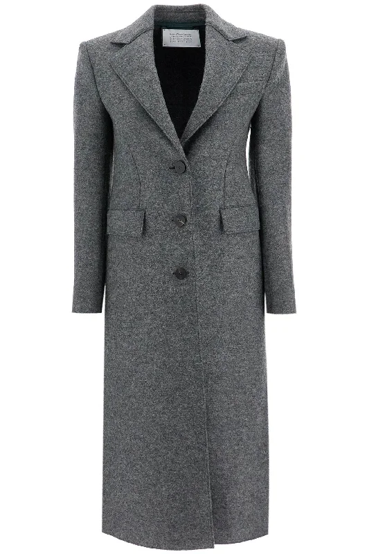 Factory Direct Sale single-breasted coat in pressed wool A1601MLK MIDDLE GREY