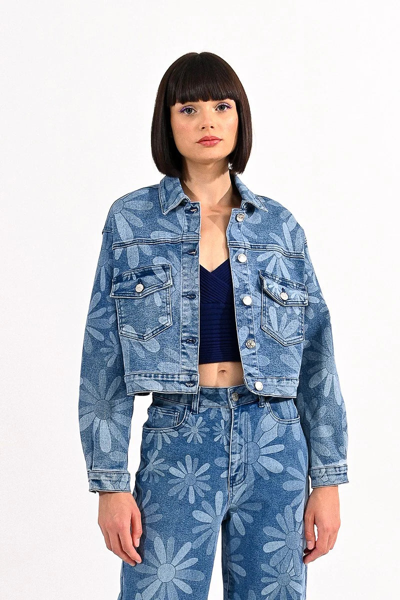 Unmissable Offer Daisy Print Denim Jacket