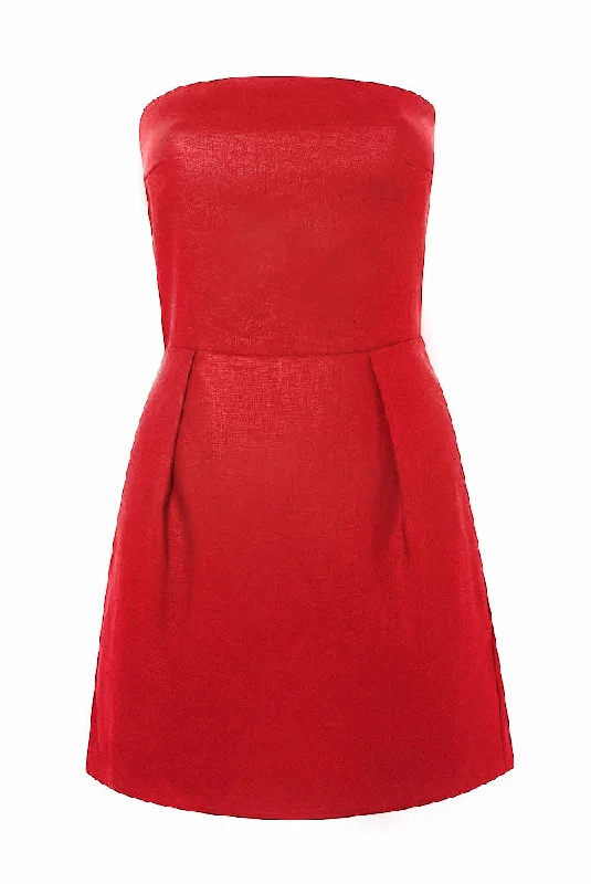 Overstock 'Yves Uro' Mini Dress - Tomato Red