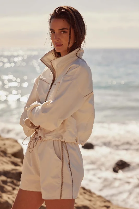 Midnight Madness Zip to It Piping-Trim Drawstring Jacket