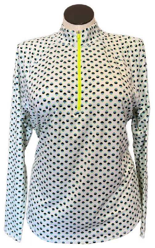 Clearance Items New Women's Jofit White, Blue & Yellow Print UV Golf Top Size XXL MSP$84
