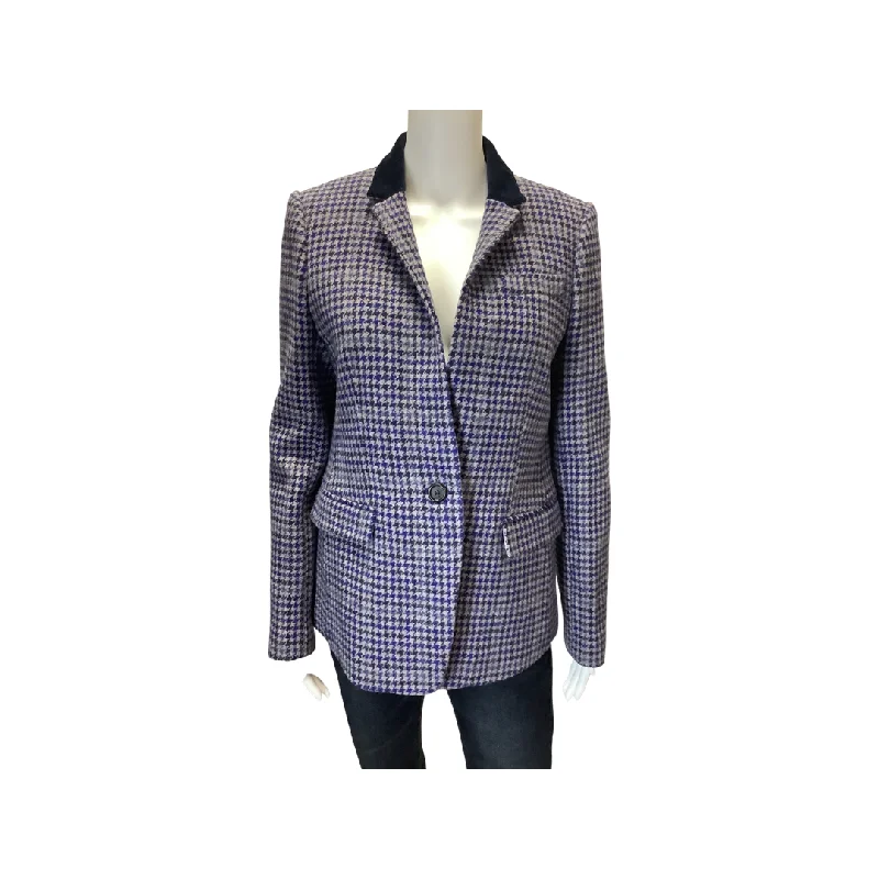 Special Price J.Crew Blue Houndstooth Wool Blazer Size 8