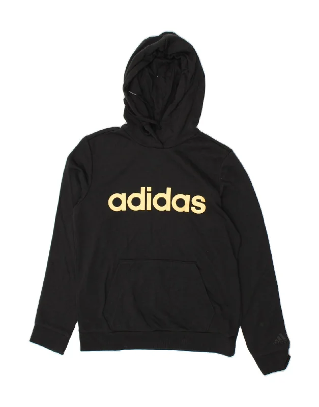 Super Sale ADIDAS Womens Graphic Hoodie Jumper UK 8/10 Small Black Cotton