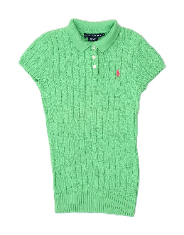 Extra Savings RALPH LAUREN Womens Short Sleeve Polo Neck Jumper Sweater UK 8 Small Green Extra Savings RALPH LAUREN Womens Short Sleeve Polo Neck Jumper Sweater UK 8 Small Green