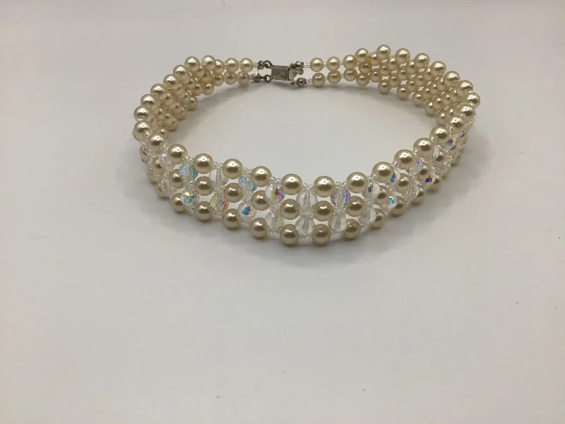 Final Clearance Giavan Giavan SCN11D Woven Crystal & Cream Pearl Choker