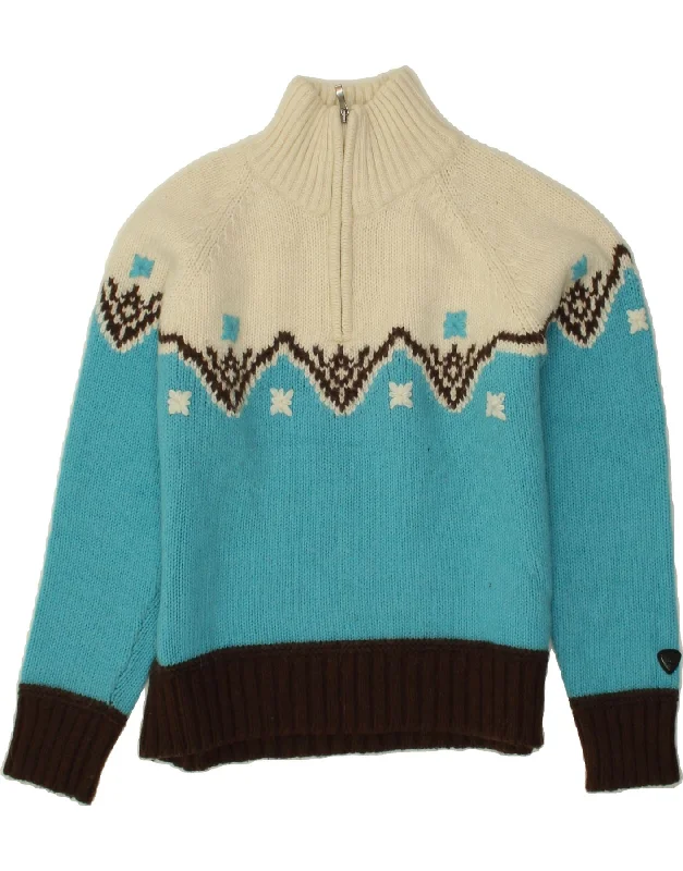 Super Bargain KILKENNY Womens Zip Neck Jumper Sweater UK 14 Large Blue Colourblock
