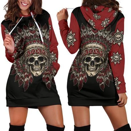 Price Break Native American Skull Hoodie Dress