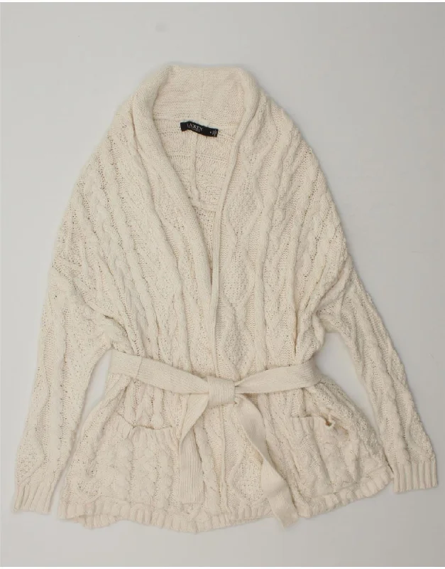 Act Now RALPH LAUREN Womens Cardigan Sweater UK 14 Medium White Cotton