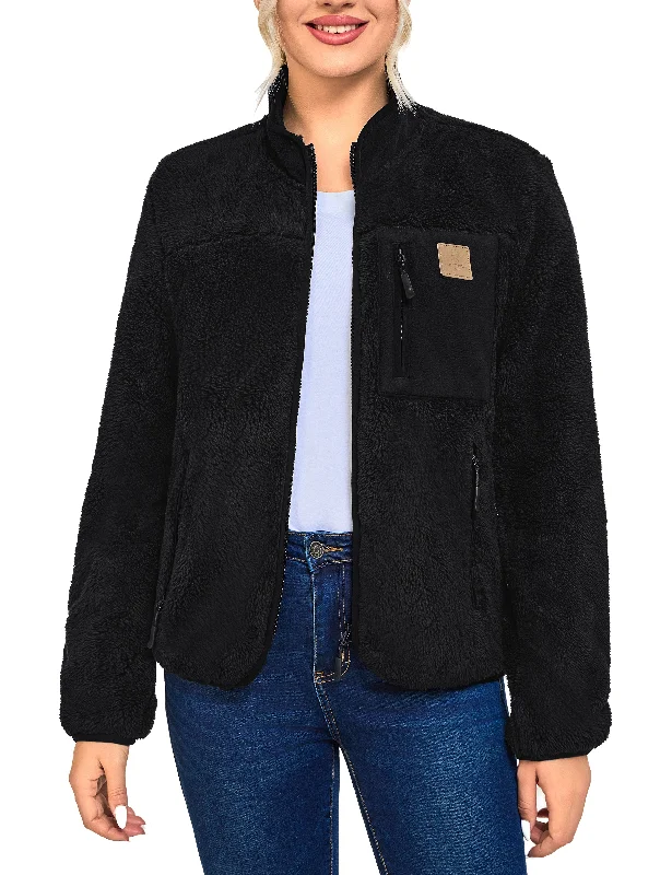 Hurry In Women's Winter Hoodies Sherpa Fleece Jacket Warm Zip Up Outerwear