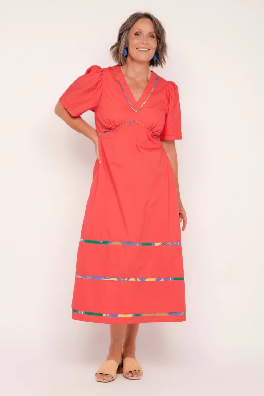 New Deals Farrah Poplin Dress in Coral