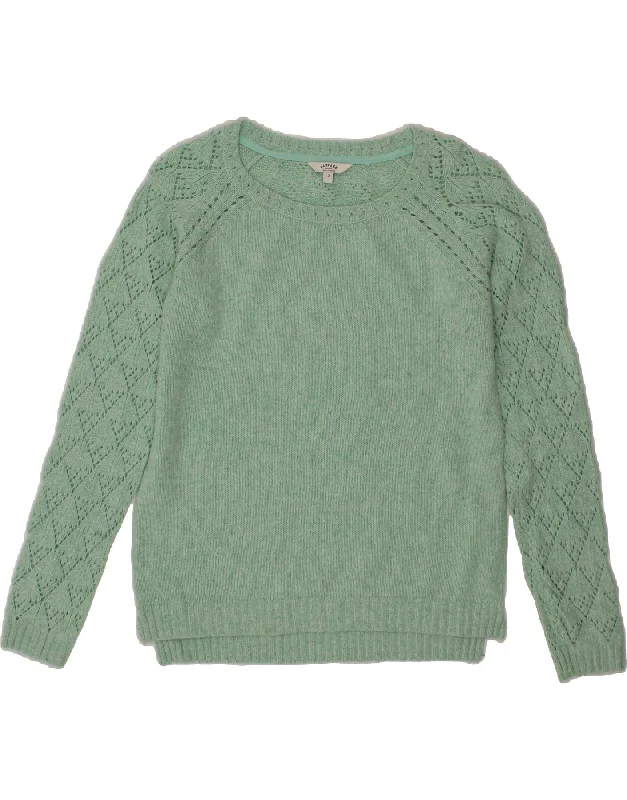 Overstock Sale FAT FACE Womens Boat Neck Jumper Sweater UK 12 Medium Green Wool