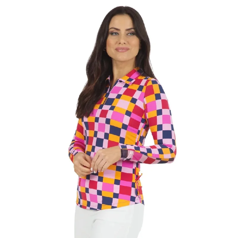 Act Fast New Ibkul Women's Annalise Print Long Sleeve Zip Mock Pullover Size S MSP$100