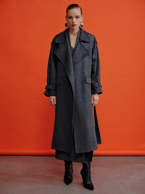 Discount Deals Laura Cashmere Coat in Grey