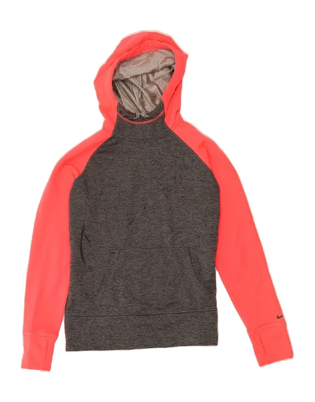 Stock Up and Save NIKE Womens Therma-Fit Hoodie Jumper UK 14 Medium Grey Colourblock Stock Up and Save NIKE Womens Therma-Fit Hoodie Jumper UK 14 Medium Grey Colourblock